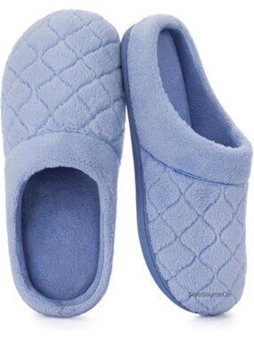Women's Terry Clog Slippers with Memory Foam Non-Slip Rubber Sole